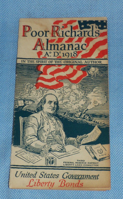 Poor Richards Almanac A.D. 1918 Liberty Bond Pamphlet 2-5/8" x 5-1/4"