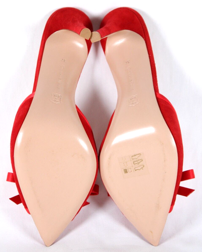 GIANVITO ROSSI Candy Apple Red Suede & Satin Bow Detail IZZY Heels Sandals 37 - Picture 11 of 12