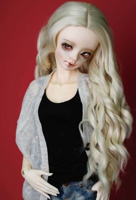 New Black+White Double tail curls Wavy Hair Wig For 1//3 1//4 1//6 BJD Doll FBE-032