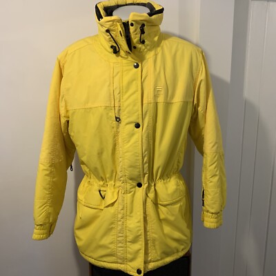 Womens FILA Alpine Retro Vintage Ski Snowboard Jacket Yellow Size UK14  UK
