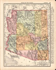1898 Antique Arizona State Map Vintage Map of Arizona Gallery Wall Decor 2038