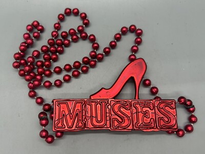 3 Strands of Beads Krewe of MUSES Mardi Gras New Orleans Red Shoe Necklace Throw
