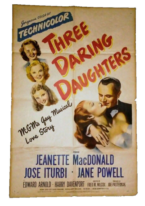 'Three Daring Daughters' Jane Powell Signed MGM Poster To Debbie Reynolds COA