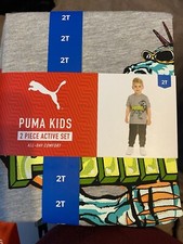 Puma Toddler Boys Active Elastic Waistband Graphic Tee Jogger Set Size 2T New