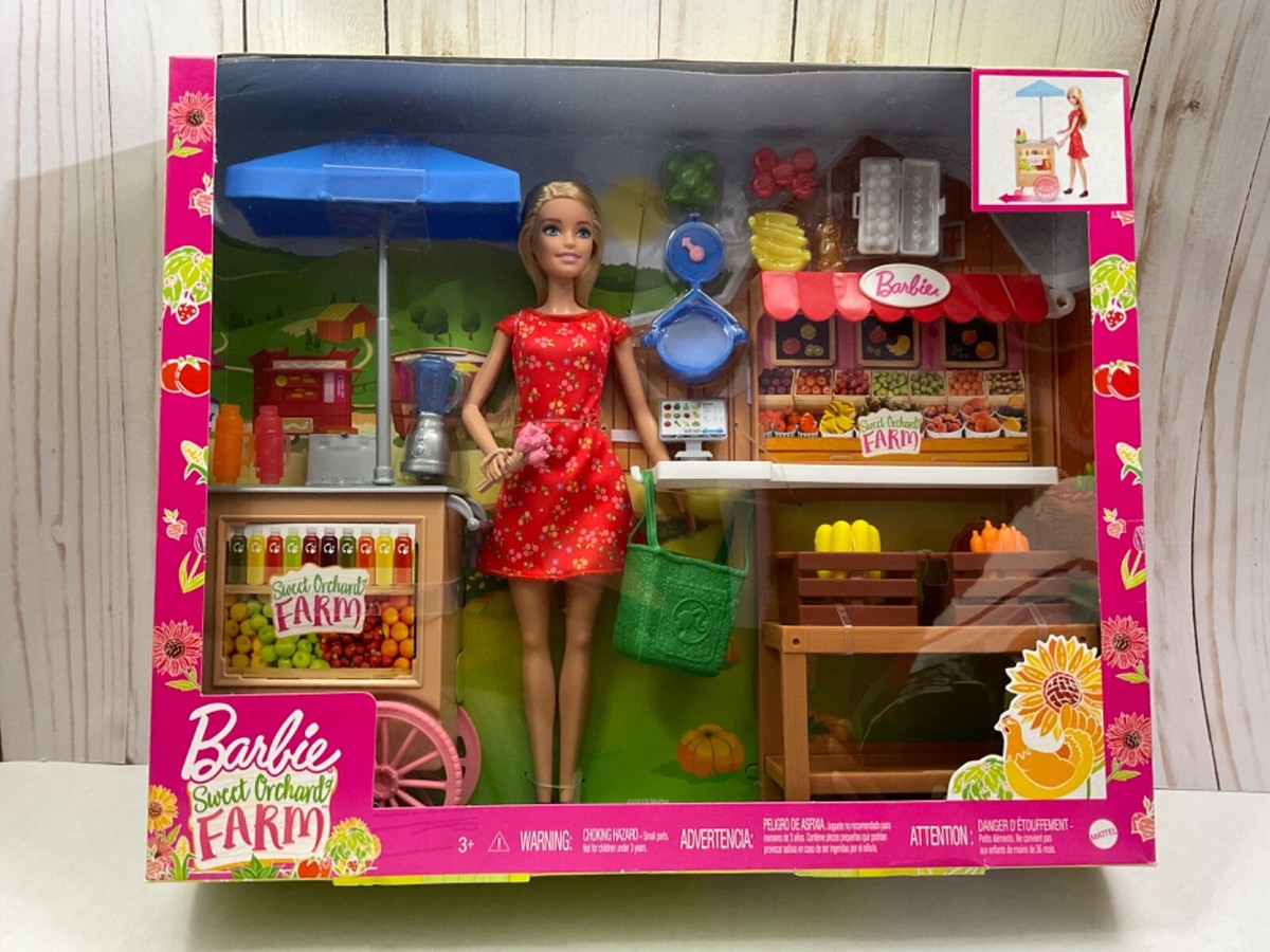 BARBIE Sweet Orchard Farm Farmer Market Shopping Stand Cart by Mattel NEW