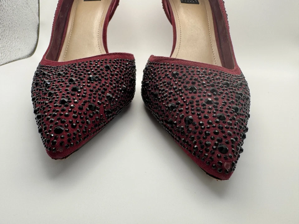 Tacones Casa Blanca Mercado Negro Ella Granadina Talla 9 Cristal Estrás Granate Foto 4 de 4