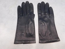 DESIGNER LADIES BLACK LEATHER EVERYDAY GLOVES NYLON LINING SIZE 6.5