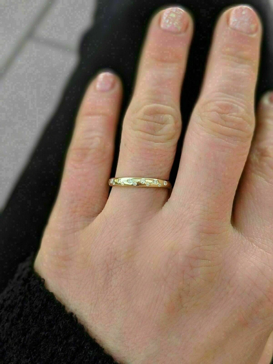 0.50 Ct Cubic Zirconia Flush Set Wedding Band Ring 14k Yellow Gold