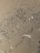 Molto Bello Disegno Cubismo 1950 Viso Testa Ritratto Cubista Inchiostro Per