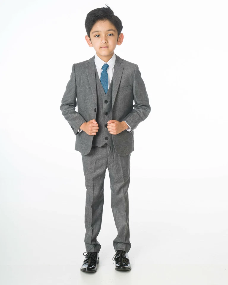 Trajes para niños niños página de boda niño fiesta graduación traje, bebé hasta 14 años, gris o azul Foto 2 de 4