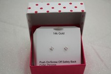 14k Yellow White Gold Princess Cut CZ STUD Earrings