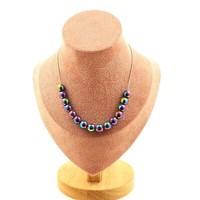 Steine Und MinéRaux. Halskette 15 Perlen HäMatit Mehrfarbig 8 Mm. Kette In Crea