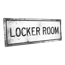 Retro Locker Room Metal Sign; Wall Decor for Mancave, Den, and Game Room