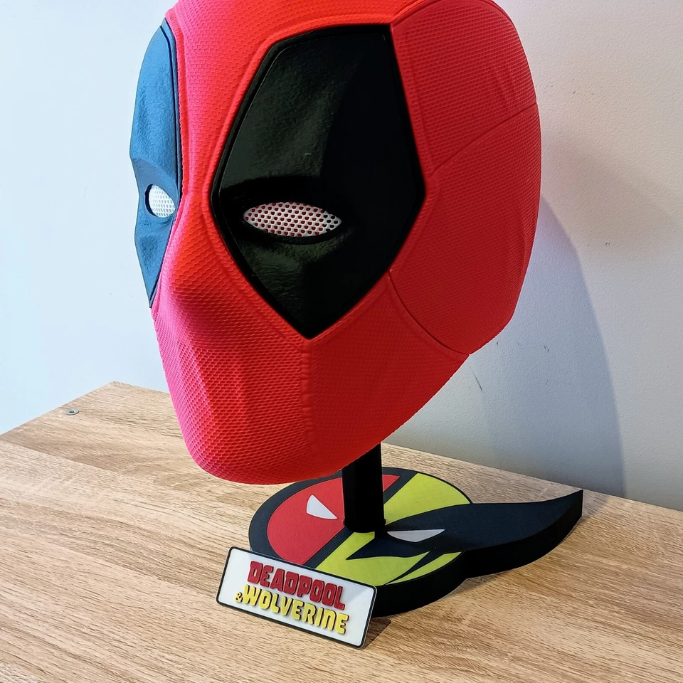 3D Printed Deadpool Helmet with Custom Deadpool & Wolverine Stand - Image 4 of 4
