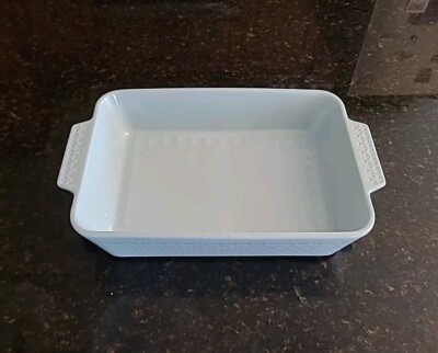 Opal House Powder Blue 9'' x 13'' Casserole Baking Dish, Raised Pattern. Stoneware