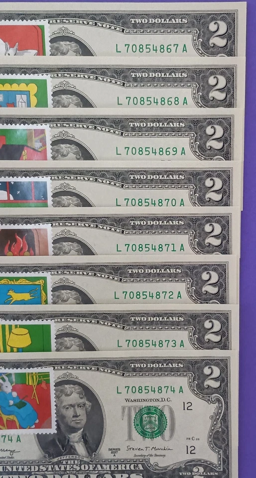 2025 GOODNIGHT MOON Stamp Set of 8 UNC $2 Dollar Bill First Day Cover # FDC -092 - Image 2 of 4