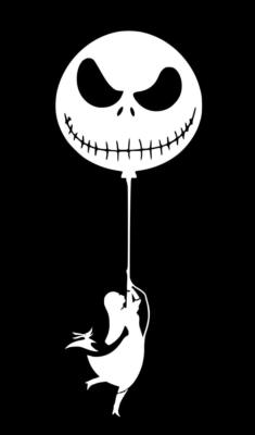Sally and Zero Floating on Jack Balloon Decal Vinyl Sticker Cars 