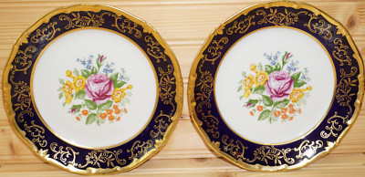 Weimar #7466 Kobalt & Gold (2) Salad Plates, 7 1/2'' More Available  (B4)