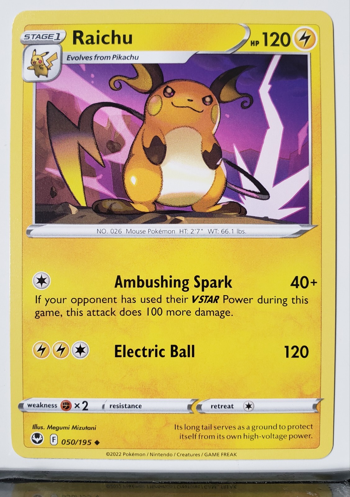 Raichu 050/195 - NM / M - Silver Tempest Pokemon Card - $2 Combined Shipping