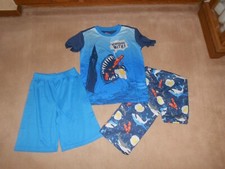 NEW, PJ  ME 3 Piece Shark Blue Pajama Pants Shirt Shorts Set, SIZE 6/7