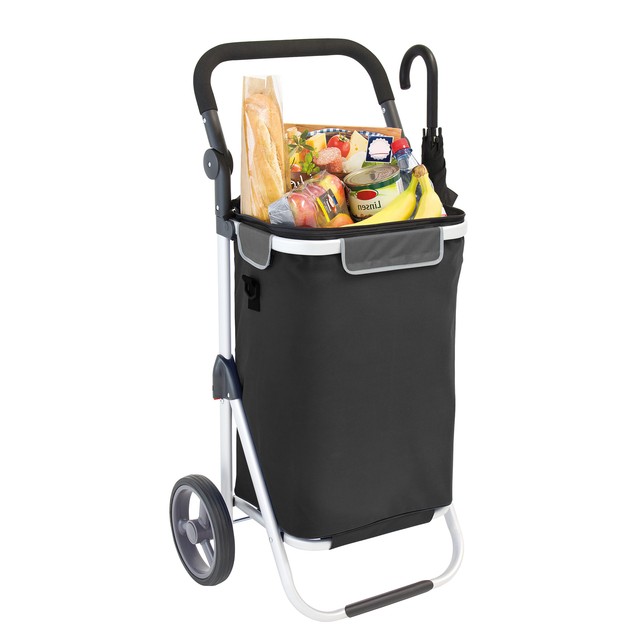 Bremermann shopping trolley RIEDE folding black adjustable handle- Bremermann shopping trolley RIEDE folding black adjustable handle-