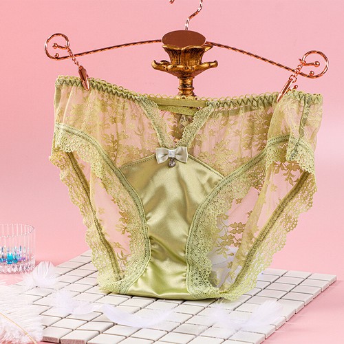 Women Satin Briefs Panties Lace Sheer Knickers Underwear Lingerie See Through - Picture 12 of 19