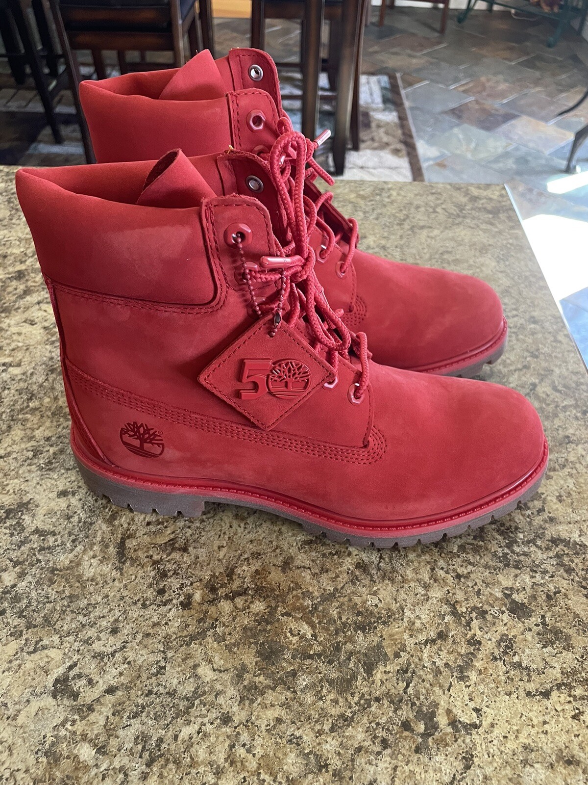 Timberland Men's 50th Anniversary Premium 6 Red Boots Size 8.5M image 2