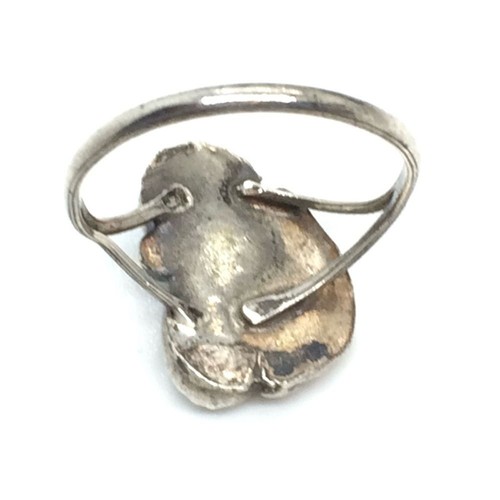 VINTAGE STERLING SILVER TURQUOISE DOUBLE STONE RING SIZE 5.25 NATIVE AMERICAN - Picture 4 of 8