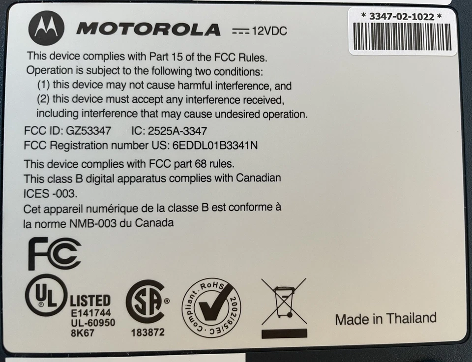 Motorola 3347-02-1022 54 Mbps 4-Port 10/100 Wireless G Router ~ NEW with Cable! - Image 4 of 4
