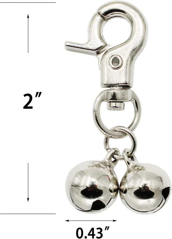 Bells for Dog Collars - 2 Pack Stainless Steel Bell Necklace for Dogs & Cat - Pe - Image 3 of 4