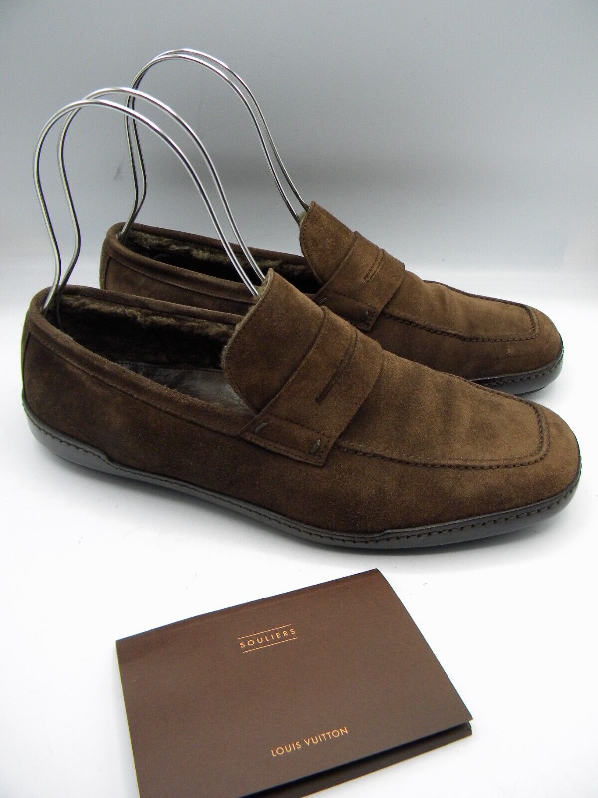 Louis Vuitton Derby Black Damier Suede Loafers Shoes size LV7.5 US8.5 EUR  41.5