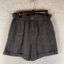 Risen Los Angeles Womens High Rise Elastic Waist Linen Blend Black Shorts Size L