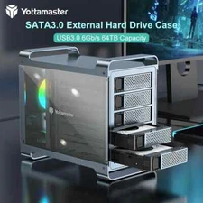 4 5 Bay RAID Hard Drive Enclosure USB3.0 Type B RGB For 2.5" 3.5" SATA HDD SSD