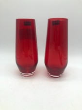 2 Maison Forine Bohemian Crystal Ruby Red Glasses 7inch. Tall