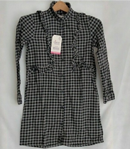 Girls Flannel Shirt Dress Long Sleeve Button Down Grey Plaid Size Small - 第 1/13 張圖片