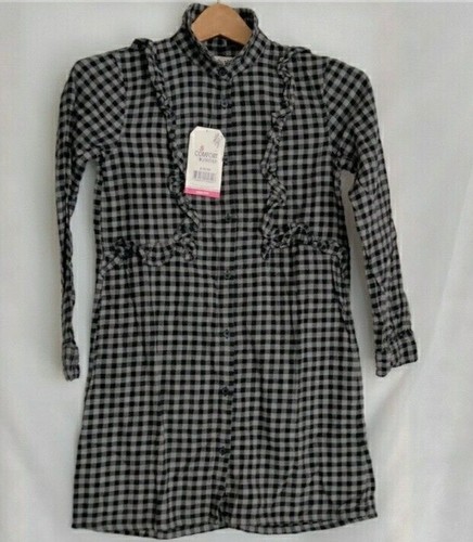 Flannel Shirt Dress Long Sleeve  Button Down Grey Plaid Size  Small - Picture 1 of 13