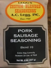 Legg's Old Plantation PORK SAUSAGE SEASONING Blend 10 - 8 oz Bag