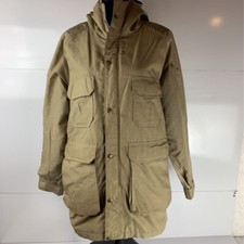 Woolrich Men’s Medium Field Jacket Beige Hooded Flap Pocket Made In USA