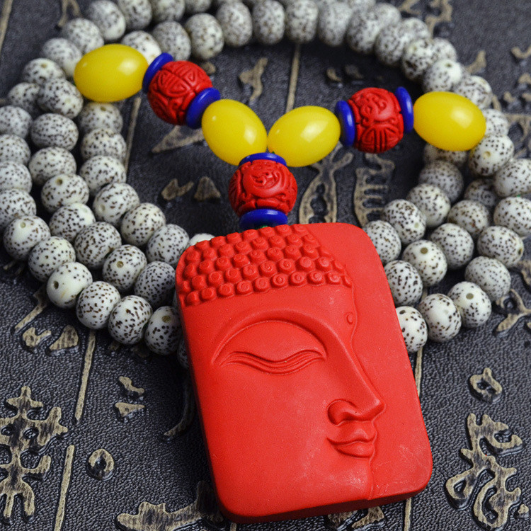 Collier Sautoir Graines de Bodhi pendentif bouddhiste pour homme et femme
