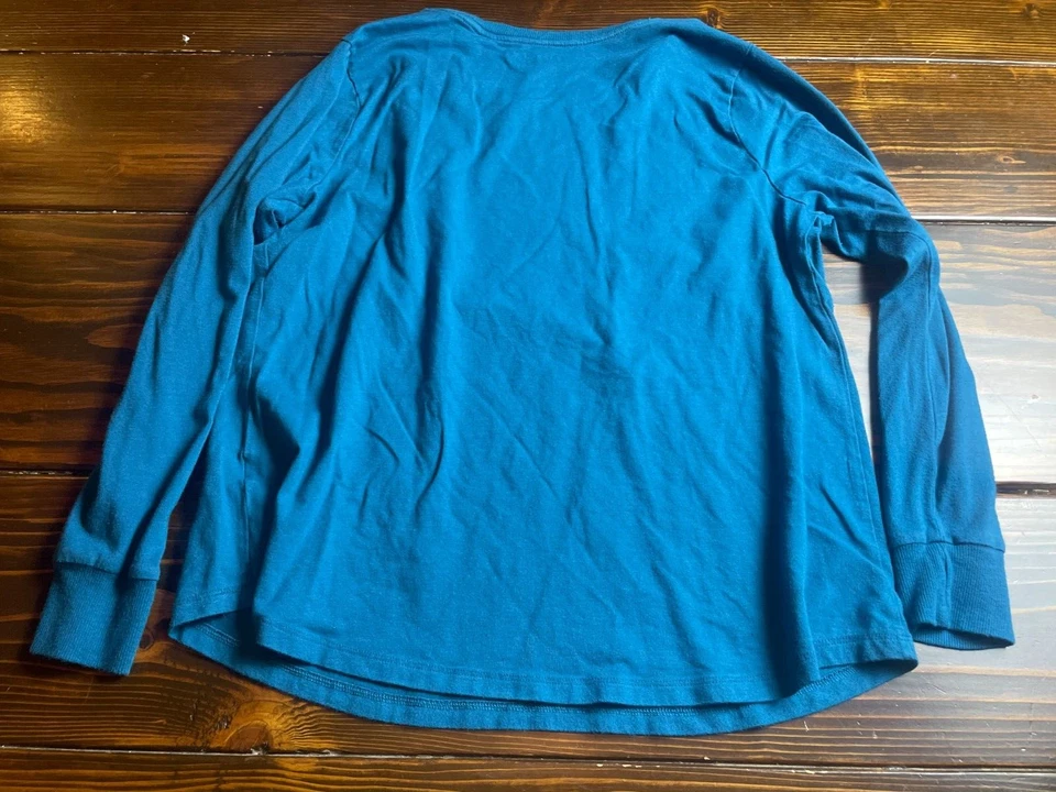 Camisa Terr & Sky para mujer talla OX (14w) azul manga larga puño acanalado cuello redondo camiseta Foto 2 de 4