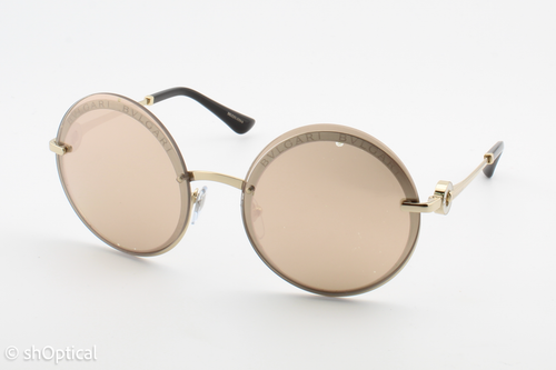 Bvlgari 6149-B 278/4Z Womens Round Tinted Mirrored Sunglasses Frames Gold 56mm - 第 1/8 張圖片