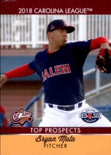 2018 Carolina League Prospects Choice #24 Bryan Mata Maracay Venezuela VZ Card