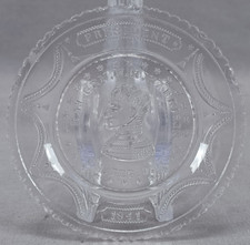President William Henry Harrison Portrait Lacy Glass Cup Plate Circa 1840