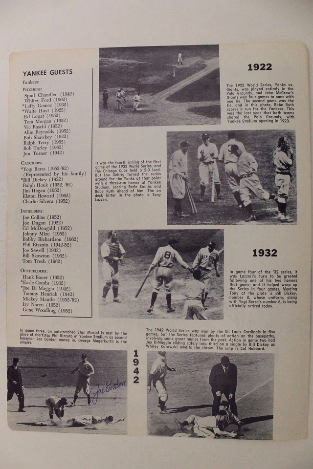 1972 OLD TIMERS DAY Autographed Yankees Program 19 Autos REESE HOYT FORD RARE16A - Image 2 of 4