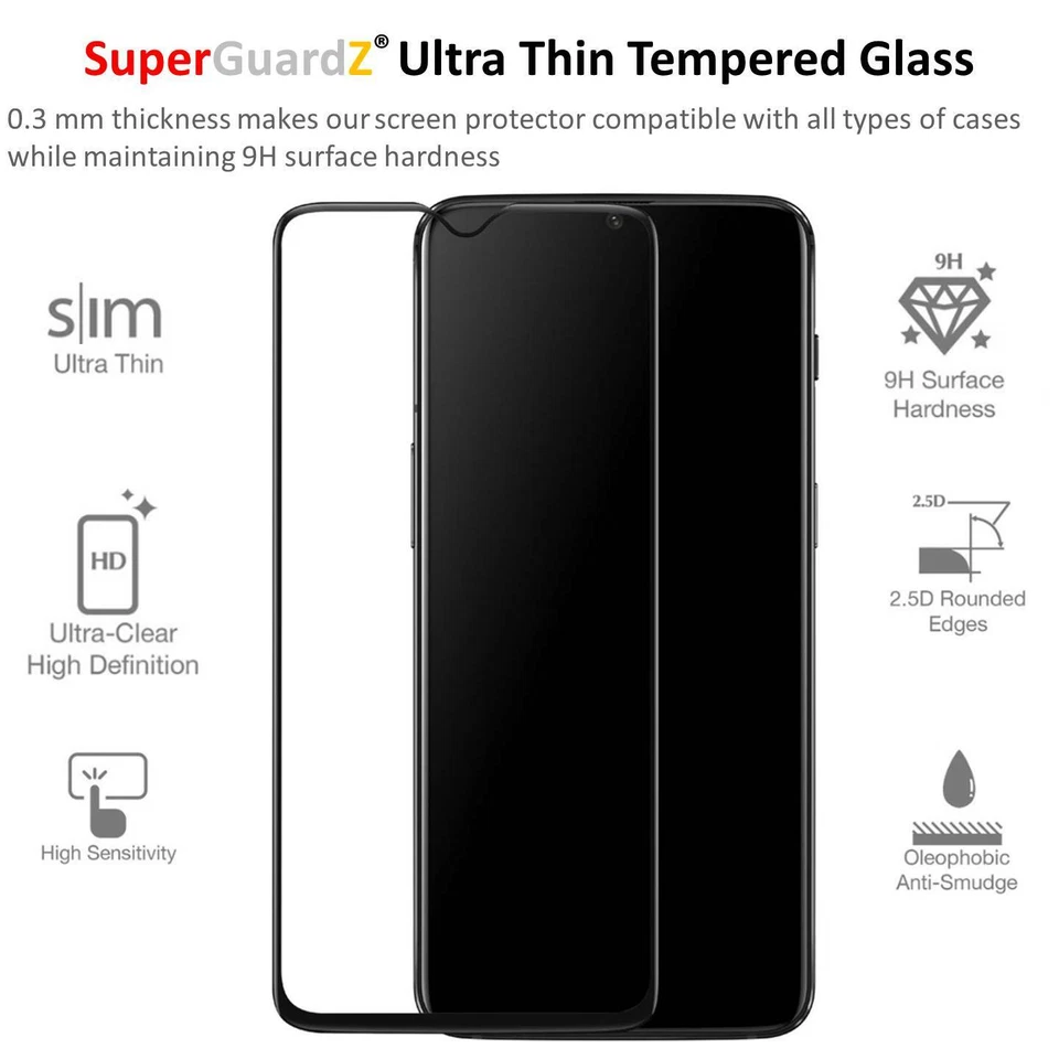 SuperGuardZ FULL COVER Tempered Glass Screen Protector Guard For OnePlus 7T - Image 3 of 4