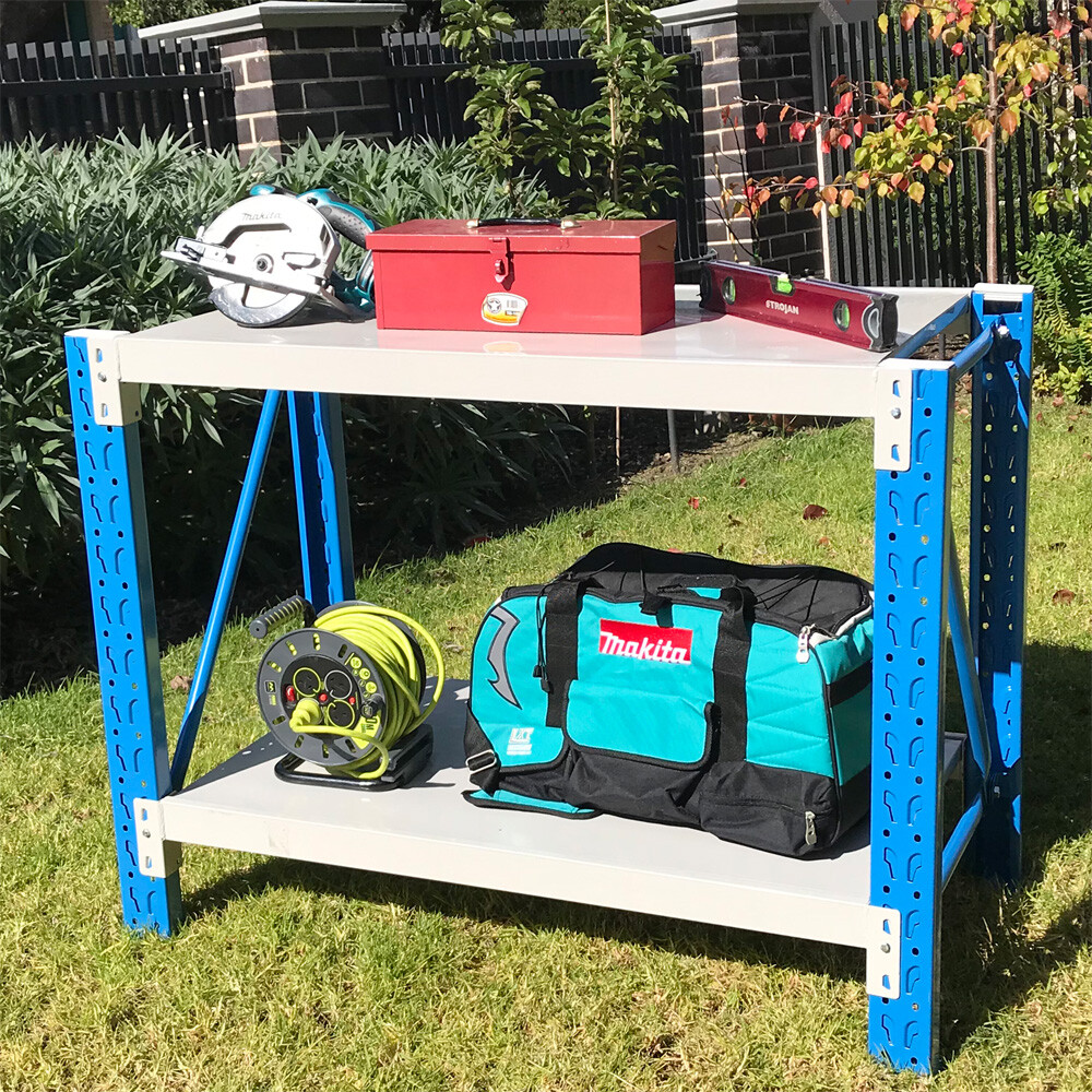 400kg Heavy Duty Warehouse Workbench Shelves Work Bench Garage Rack