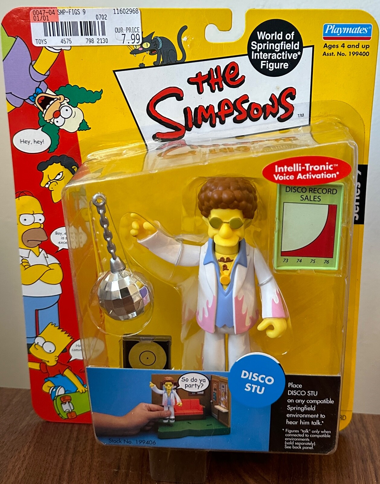 Playmates Toys The Simpsons Disco Stu World of Springfield Figure New B2