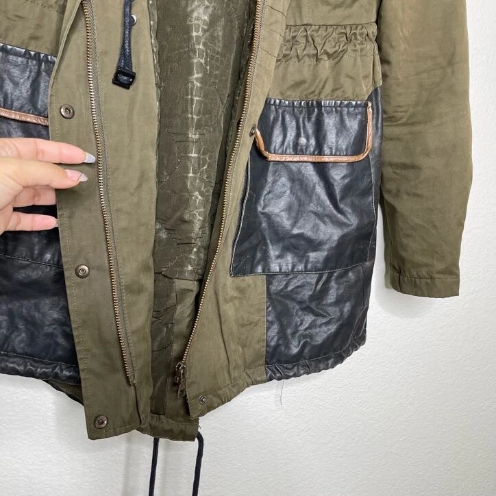 VETEMENTS Sam Edelman Jacket Medium Olive Green Military Utility Full Zip Hide Away Hoodie