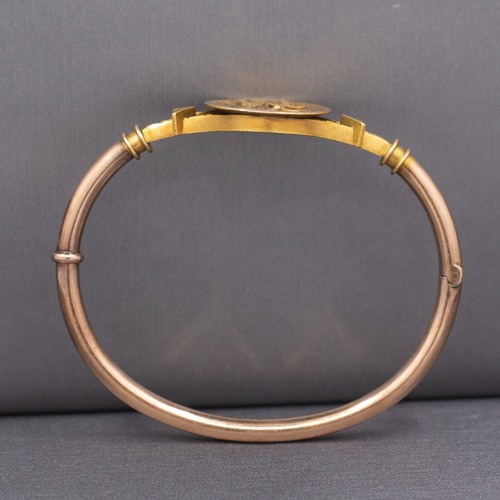 Bracciale antico vittoriano uccellino e fiori in oro giallo e rosa 10 kt - Foto 7 di 8