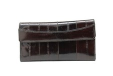 Lee Sands Eel Skin Brown Bifold Wallet Clutch